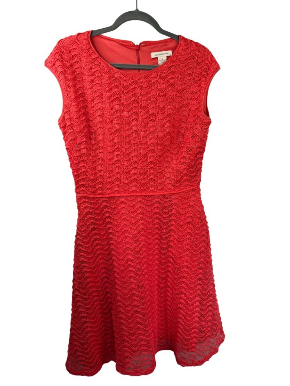 Liz Claiborne Red Lace Overlay Sleeveless Dress Womens Size 10